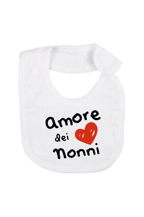 BabyVip Bavetta in cotone con stampa amore dei nonni o  I love nonna divertente, funny, colorato, simpatico