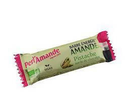 10 barrette di mandorle bio (25%), mandorla e pistacchio su letto di cioccolato vegano 25g Perl'Amande