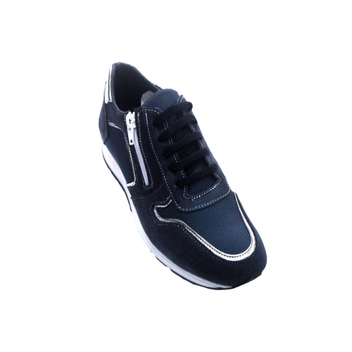 Sneakers donna Blu - Argento - Scarpe da ginnastica signora in pelle camoscio scamosciate - scarpe sportive con lacci - Made in Italy Sneakers donna L'Orchidea - Siderno, Commerciovirtuoso.it