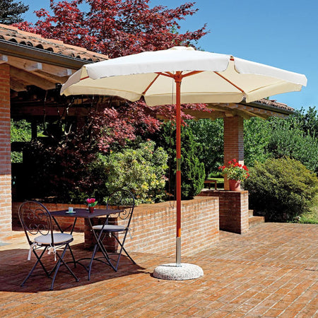 DOMINUS - ombrellone da giardino tondo 2,5 palo centrale in legno Ecrù Milani Home