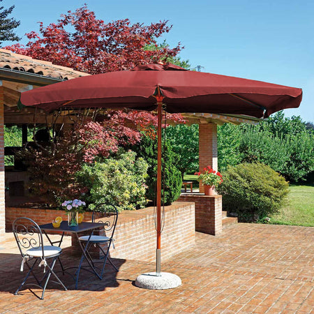 DOMINUS - ombrellone da giardino 3x4 palo centrale in legno Rosso