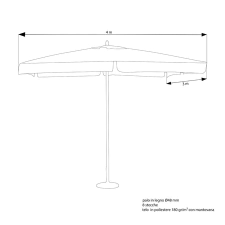 DOMINUS - ombrellone da giardino 3x4 palo centrale in legno Bianco Milani Home