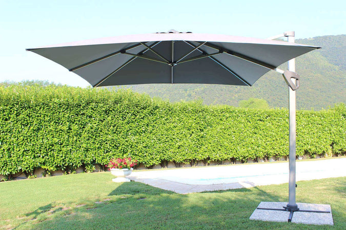 MANU - ombrellone da giardino decentrato 3x3 Grigio