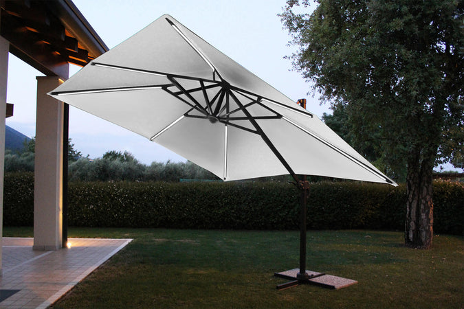 TESLA - ombrellone da giardino decentrato con led 3x3 Antracite Milani Home