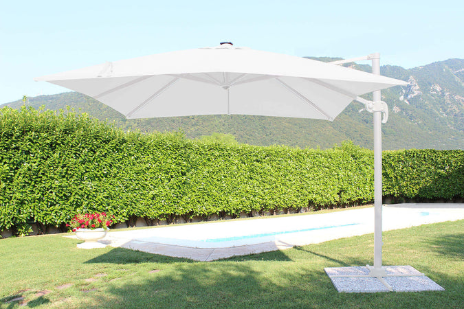 TESLA - ombrellone da giardino decentrato con led 3x4 Bianco Milani Home