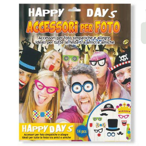 Maschere e Cappellini Accessori Per Foto Di Gruppo Compleanno Happy Days 14  Elementi Party - commercioVirtuoso.it