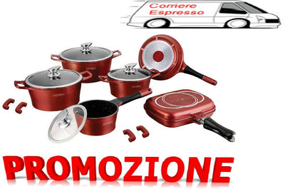 BATTERIA DI PENTOLE ROYALTY LINE 15 PEZZI IN PIETRA LAVICA CUCINA INDUZIONE