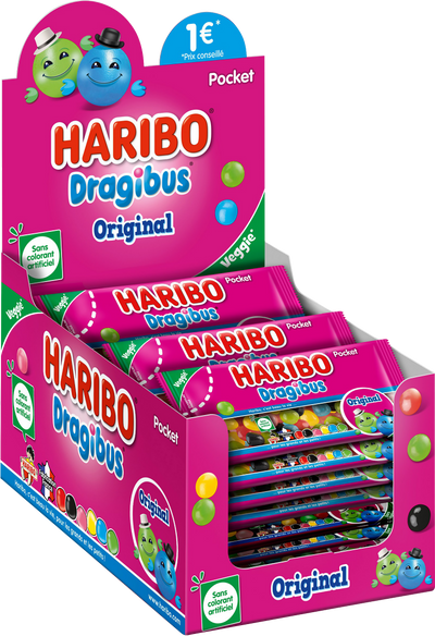 Haribo dragibus, caramelle dragee veggie, gusto frutta, ideali per feste - 24 pezzi da 50gr [1200gr]