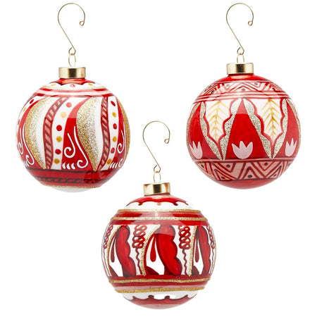 Pallina per albero di natale in vetro "Sicily" Dipinte Rosso e Bianco da Ø 10 cm Casa e cucina/Decorazioni per interni/Addobbi e decorazioni per ricorrenze/Decorazioni natalizie/Addobbi e decorazioni/Palle e palline MagiediNatale.it - Altamura, Commerciovirtuoso.it