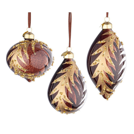 Set 6 Pendagli in vetro "Marrone Trasparente e Oro" per albero di Natale moderno ed elegante Casa e cucina/Decorazioni per interni/Addobbi e decorazioni per ricorrenze/Decorazioni natalizie/Addobbi e decorazioni/Palle e palline MagiediNatale.it - Altamura, Commerciovirtuoso.it