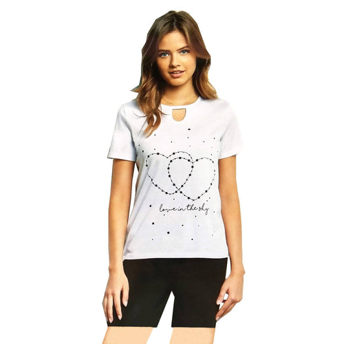 Pigiama Donna Due Pezzi Infiore Pantalone E T-Shirt Melange O Bianco Con Disegno E Scritta  Love in The Sky Mezza Manica E Pantaloncino 100% Cotone Art. Lip.3667 Moda/Donna/Abbigliamento/Abbigliamento da notte lingerie e intimo/Pigiami e camicie da notte/Pigiami due pezzi L’Orchidea - Siderno, Commerciovirtuoso.it