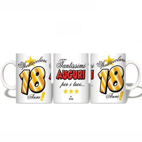 Tazza Compleanno tantissimi Auguri Per I Tuoi 18 Anni Idea Regalo Per 18 Anni Tazza Da Caffè E Tè Casa e cucina/Stoviglie/Piatti ciotole e vassoi/Tazze e piattini/Tazze e tazzine da caffè Kondorama - Martinsicuro, Commerciovirtuoso.it