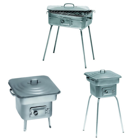 Forno A Carbonella 'Pic Nic' Rettangolare - Griglia In Acciaio Cromato, Gambe Pieghevoli, Con Pattina Per Cenere - Foto 6