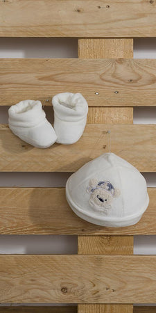 Set cappellino e scarpette neonato in ciniglia - gary 7205