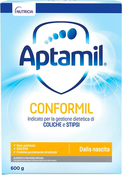 Aptamil conformil - latte a fini medici speciali in polvere indicato per la gestione dietetica di coliche e stipsi dei neonati - confezione da 600 grammi (2 buste da 300g)