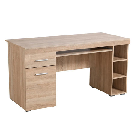Scrivania "Jerez Sonoma" con anta e cassettiera, color rovere, struttura in truciolare rivestito, 145 x 65.5 x 75,5 cm Casa e cucina/Arredamento/Studio/Scrivanie e postazioni di lavoro/Postazioni di lavoro per computer Decor Space - Altamura, Commerciovirtuoso.it