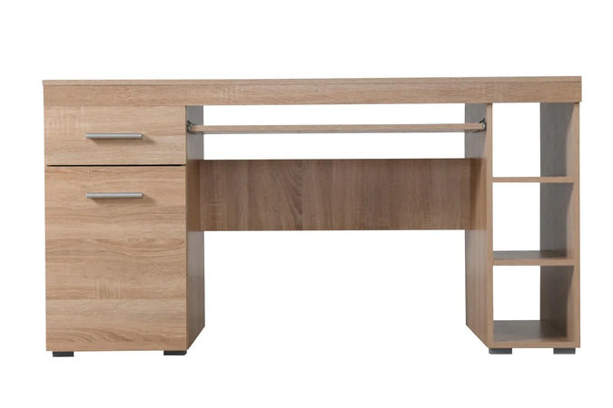 Scrivania "Jerez Sonoma" con anta e cassettiera, color rovere, struttura in truciolare rivestito, 145 x 65.5 x 75,5 cm Casa e cucina/Arredamento/Studio/Scrivanie e postazioni di lavoro/Postazioni di lavoro per computer Decor Space - Altamura, Commerciovirtuoso.it