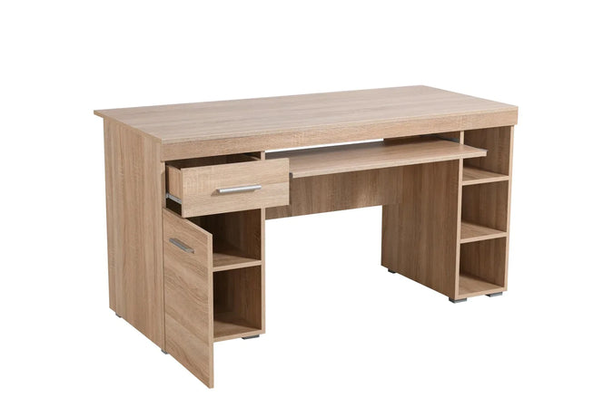 Scrivania "Jerez Sonoma" con anta e cassettiera, color rovere, struttura in truciolare rivestito, 145 x 65.5 x 75,5 cm Casa e cucina/Arredamento/Studio/Scrivanie e postazioni di lavoro/Postazioni di lavoro per computer Decor Space - Altamura, Commerciovirtuoso.it