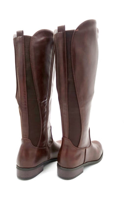 Brown - Stivali donna in ecopelle con elastico marrone
