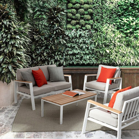 Salottino con cuscini "Belmar" in alluminio verniciato da giardino e veranda Giardino e giardinaggio/Arredamento da giardino e accessori/Set di mobili Decor Space - Altamura, Commerciovirtuoso.it