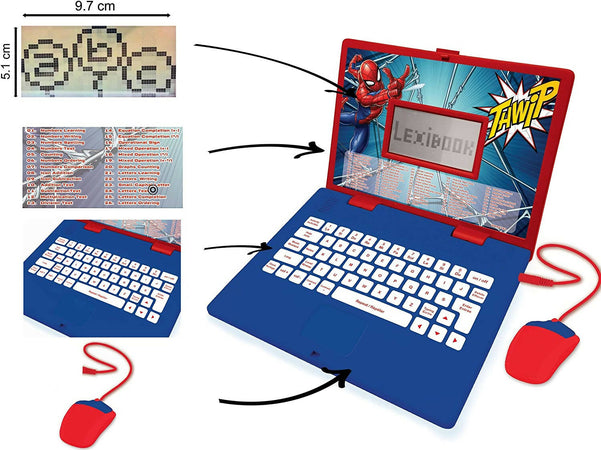 Lexibook Disney Spiderman Computer Educativo Bilingue Italiano/ Inglese per  Bambini 