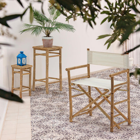 Sedia regista in Bambù e tessuto bianco "Joyce" da giardino e piscina Giardino e giardinaggio/Arredamento da giardino e accessori/Sedie/Sedie per tavolo da giardino Decor Space - Altamura, Commerciovirtuoso.it
