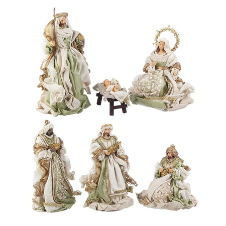 Natività completa "Liberty" con statue per presepe vestiti in tessuto Bianco e Verde h 36 cm Casa e cucina/Decorazioni per interni/Addobbi e decorazioni per ricorrenze/Decorazioni natalizie/Presepi/Statuine e fondali per il presepe MagiediNatale.it - Altamura, Commerciovirtuoso.it