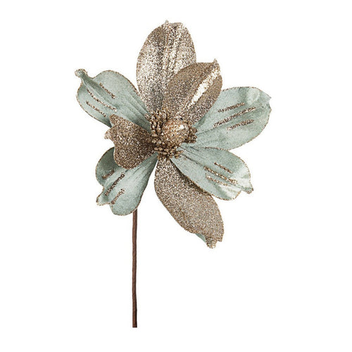 Ramo decorativo Lilith Magnolia color Verde e Oro Ø 16 x h 25 cm Casa e cucina/Decorazioni per interni/Addobbi e decorazioni per ricorrenze/Decorazioni natalizie/Ghirlande e corone MagiediNatale.it - Altamura, Commerciovirtuoso.it