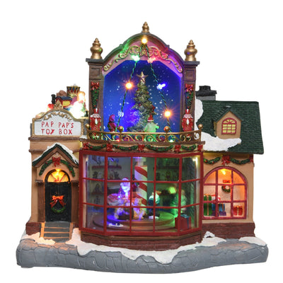 Scena animata a Led con negozio di giocattoli con luci 28,5 cm Casa e cucina/Decorazioni per interni/Addobbi e decorazioni per ricorrenze/Decorazioni natalizie/Oggettistica MagiediNatale.it - Altamura, Commerciovirtuoso.it
