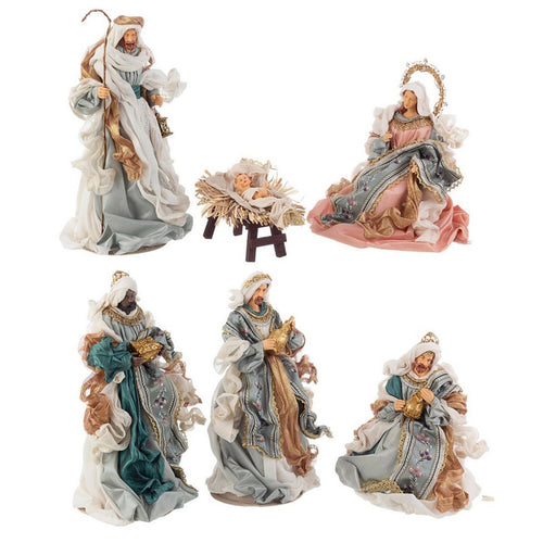 Natività completa Rinascimento con statue per presepe vestiti in tessuto Azzurro e Argento h 36 cm Casa e cucina/Decorazioni per interni/Addobbi e decorazioni per ricorrenze/Decorazioni natalizie/Presepi/Statuine e fondali per il presepe MagiediNatale.it - Altamura, Commerciovirtuoso.it