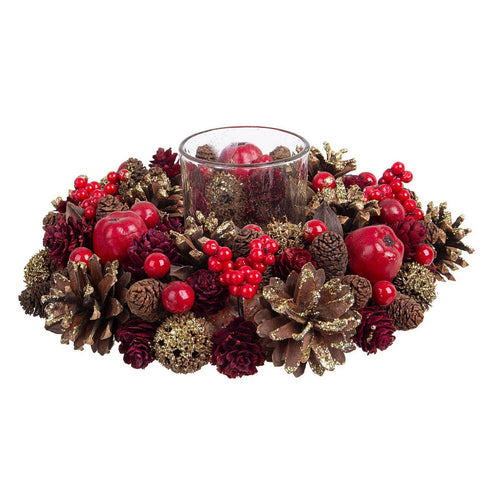 Ghirlanda Natalizia Adalia porta candela Rosso da Arredamento Ø 24 cm per Tavola e Interni Casa e cucina/Decorazioni per interni/Candele e portacandele/Candele/Candele a colonna MagiediNatale.it - Altamura, Commerciovirtuoso.it