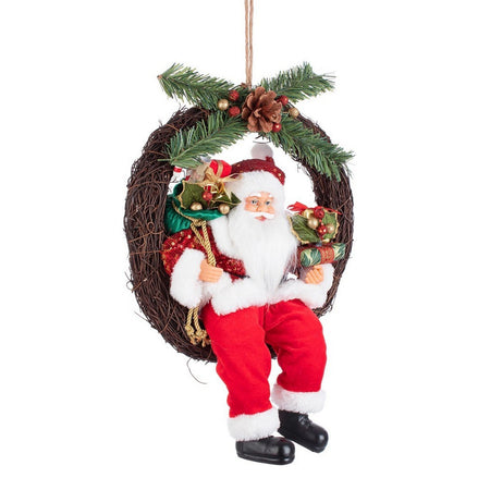 Corona con Babbo Natale "Lustrini" Pendaglio natalizio Verde e Rosso Ø 38 cm Casa e cucina/Decorazioni per interni/Addobbi e decorazioni per ricorrenze/Decorazioni natalizie/Orpelli e festoni MagiediNatale.it - Altamura, Commerciovirtuoso.it