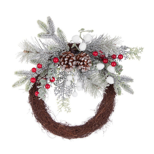 Corona Joselvn Ghirlanda Natalizia Bianca e Rossa con Bacche rosse Ø 38 cm Casa e cucina/Decorazioni per interni/Addobbi e decorazioni per ricorrenze/Decorazioni natalizie/Orpelli e festoni MagiediNatale.it - Altamura, Commerciovirtuoso.it