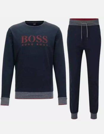 Hugo Boss Completo Tuta Sportivo Uomo Homewear Blu Maxi Logo Maglia e Pantaloni Coordinato Blu e Rossa Tuta Hugo Boss Euforia - Bronte, Commerciovirtuoso.it