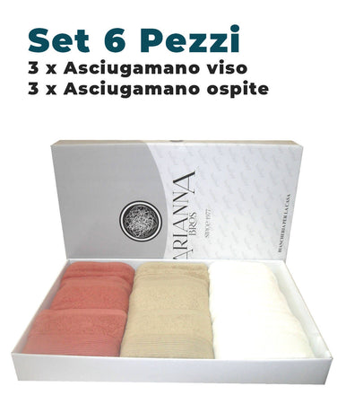 6 Pezzi Set asciugamani in spugna monocolore 100% puro cotone 3 viso + 3 ospiti art. Venezia ARIANNA tessile L'Orchidea - Siderno, Commerciovirtuoso.it