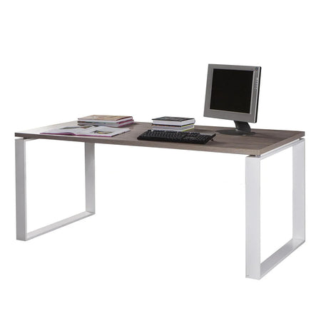 Scrivania da ufficio con piedi in acciaio bianco e piano Rovere Tartufo da 200 cm "Made in Italy" Casa e cucina/Arredamento/Studio/Scrivanie e postazioni di lavoro/Postazioni di lavoro per computer Decor Space - Altamura, Commerciovirtuoso.it
