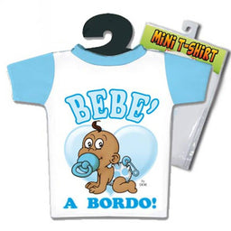 Mini T-Shirt Azzurra Bimba Bebè a Bordo t-shirt per macchina bimbo a bordo  regalo neo nascita 
