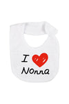 BabyVip Bavetta in cotone con stampa amore dei nonni o  I love nonna divertente, funny, colorato, simpatico
