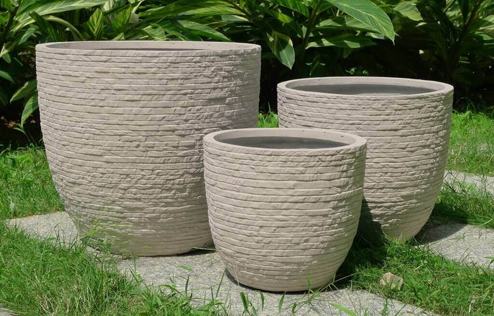 set di 3 vasi da giardino Beige Milani Home