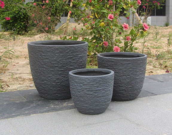 set di 3 vasi da giardino Grigio Milani Home