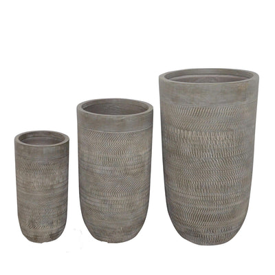 AGATEA - set di vasi in fibra sintetica Marrone Milani Home