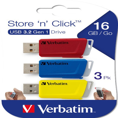 Verbatim - USB Pen Drive 3.2 Gen 1 Drive - 16 GB - rosso-giallo-blu - conf. 3 pezzi - 49306 Elettronica/Informatica/Dispositivi archiviazione dati/Dispositivi archiviazione dati esterni/PenDrive Eurocartuccia - Pavullo, Commerciovirtuoso.it
