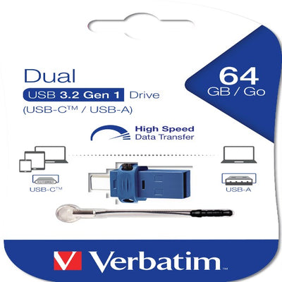 Verbatim - Memoria USB 3.0 Store 'N' Go Dual Drive - USB-A - USB-C - 64 GB - 49967 Elettronica/Informatica/Dispositivi archiviazione dati/Dispositivi archiviazione dati esterni/PenDrive Eurocartuccia - Pavullo, Commerciovirtuoso.it