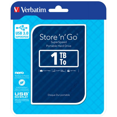 Verbatim - Usb 3.0 portatile Store 'N'Go 9 5mm drive - Blu - 53200 - 1TB Elettronica/Informatica/Dispositivi archiviazione dati/Dispositivi archiviazione dati esterni/Hard Disk esterni Eurocartuccia - Pavullo, Commerciovirtuoso.it
