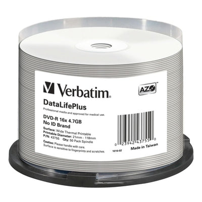 Verbatim - Scatola 50 DVD-R - stampabile - 43755 - 4 7GB Elettronica/Informatica/Accessori/Supporti vergini/BD-R Eurocartuccia - Pavullo, Commerciovirtuoso.it