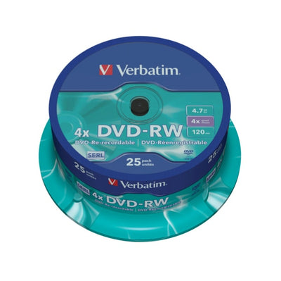 Verbatim - Confezione 25 DVD-RW - argento lucido - serigrafato - 43639 - 4 7GB Elettronica/Informatica/Accessori/Supporti vergini/BD-R Eurocartuccia - Pavullo, Commerciovirtuoso.it