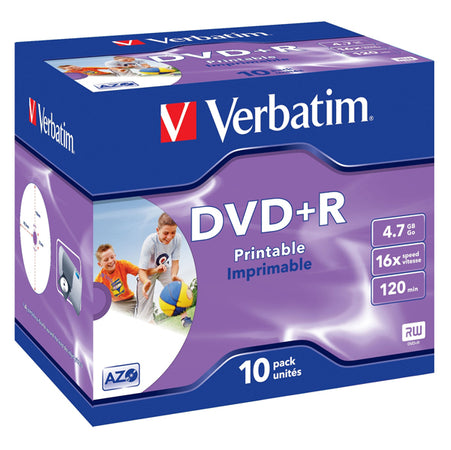 Verbatim - Scatola 10 DVD+R Jewel Case - stampabile - 43508 - 4 7GB Elettronica/Informatica/Accessori/Supporti vergini/BD-R Eurocartuccia - Pavullo, Commerciovirtuoso.it