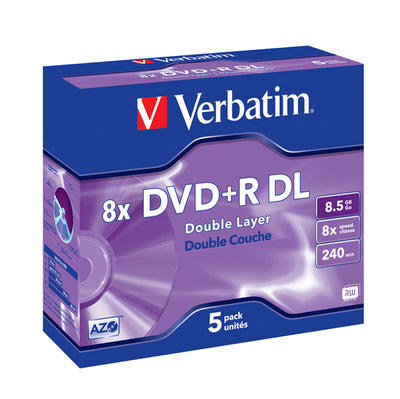 Verbatim - Scatola 5 DVD+R Dual Layer - serigrafato Jewel Case - 43541 - 8 5GB Elettronica/Informatica/Accessori/Supporti vergini/BD-R Eurocartuccia - Pavullo, Commerciovirtuoso.it