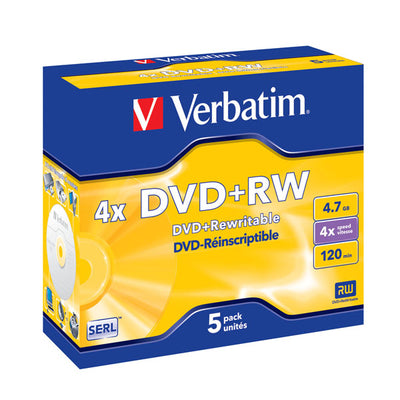 Verbatim - Scatola 5 DVD+RW - Jewel Case - serigrafato - 43229 - 4 7GB Elettronica/Informatica/Accessori/Supporti vergini/BD-R Eurocartuccia - Pavullo, Commerciovirtuoso.it