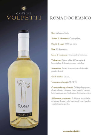 Cantine Volpetti vino Bianco ROMA DOC BIANCO Bottiglia 750ml imballo sicuro vino Non solo caffè online - Albano Laziale, Commerciovirtuoso.it